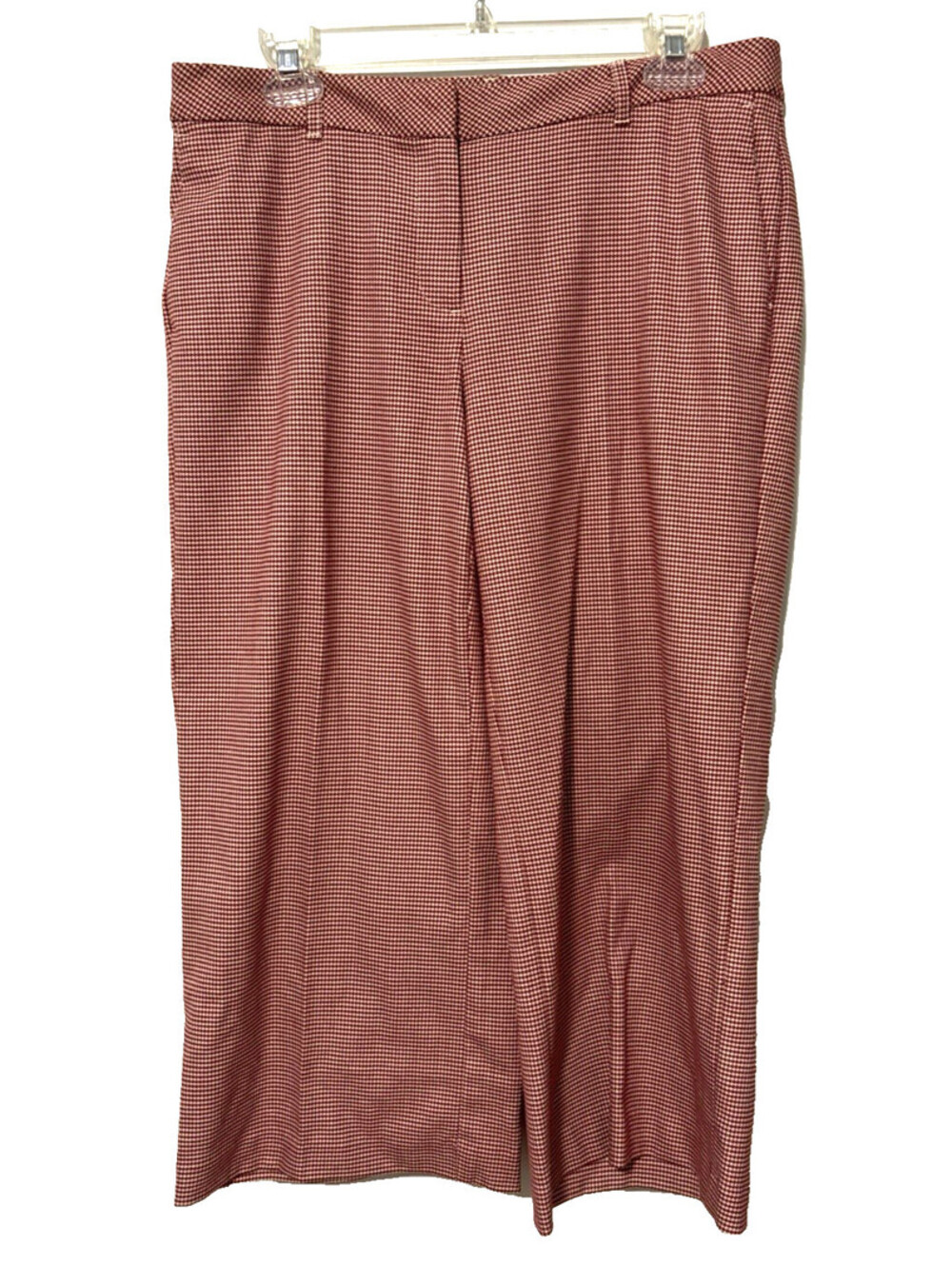 J.Jill sm red check houndstooth pants Size 12P Wide, crop leg, slit pockets.